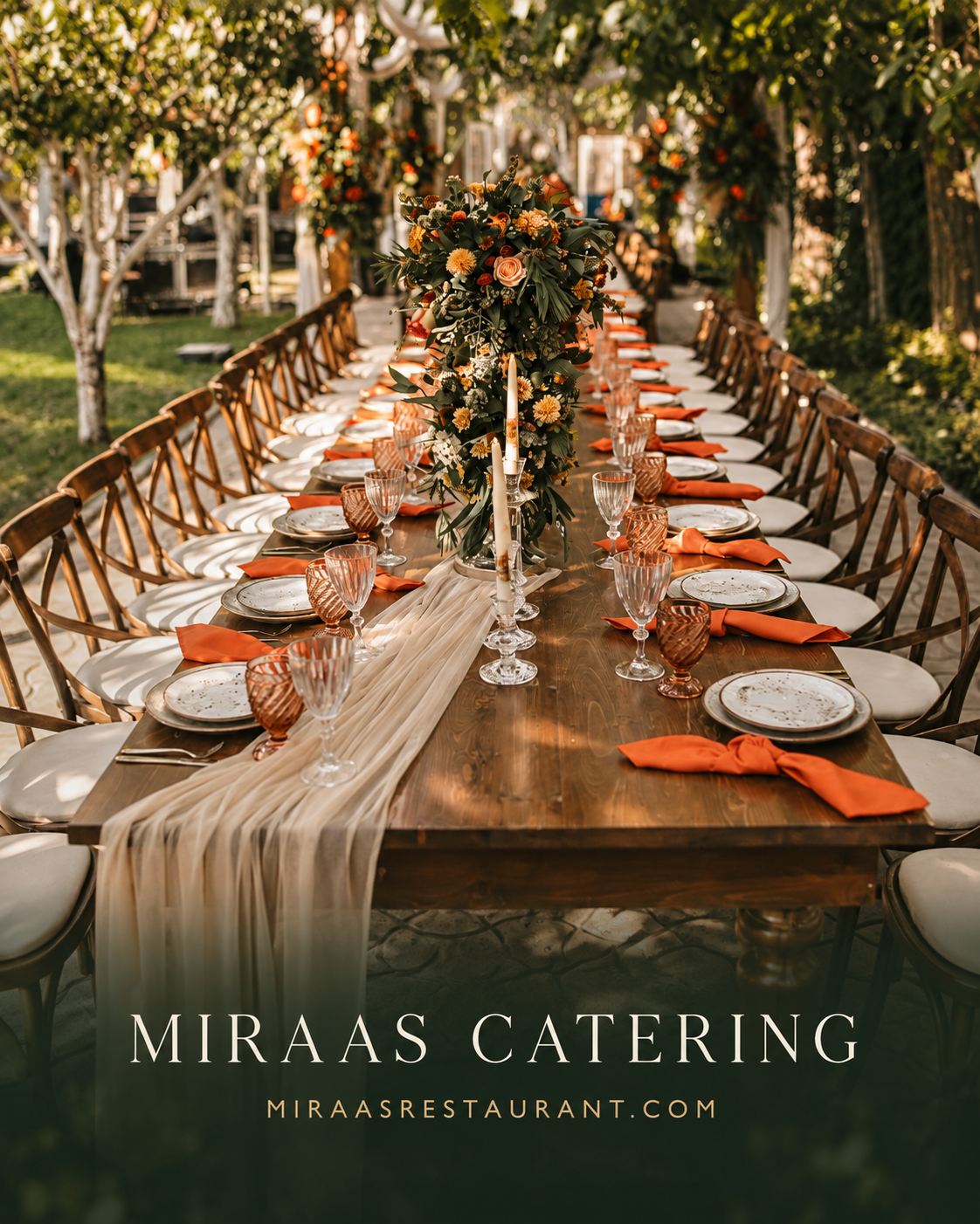 Miraas outdoor wedding reception catering